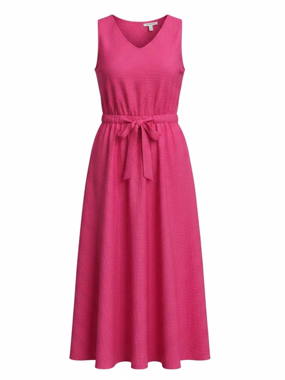 Coldwater Creek Sleeveless V-Neck Tie-Waist Maxi Dress in Bright Pink